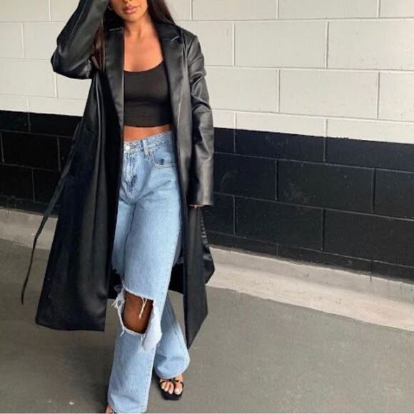 Black maxi leather coat - Picture 7 of 12